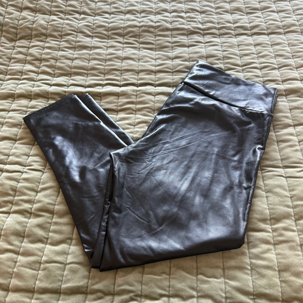 Shiny Black Pleather Leggings